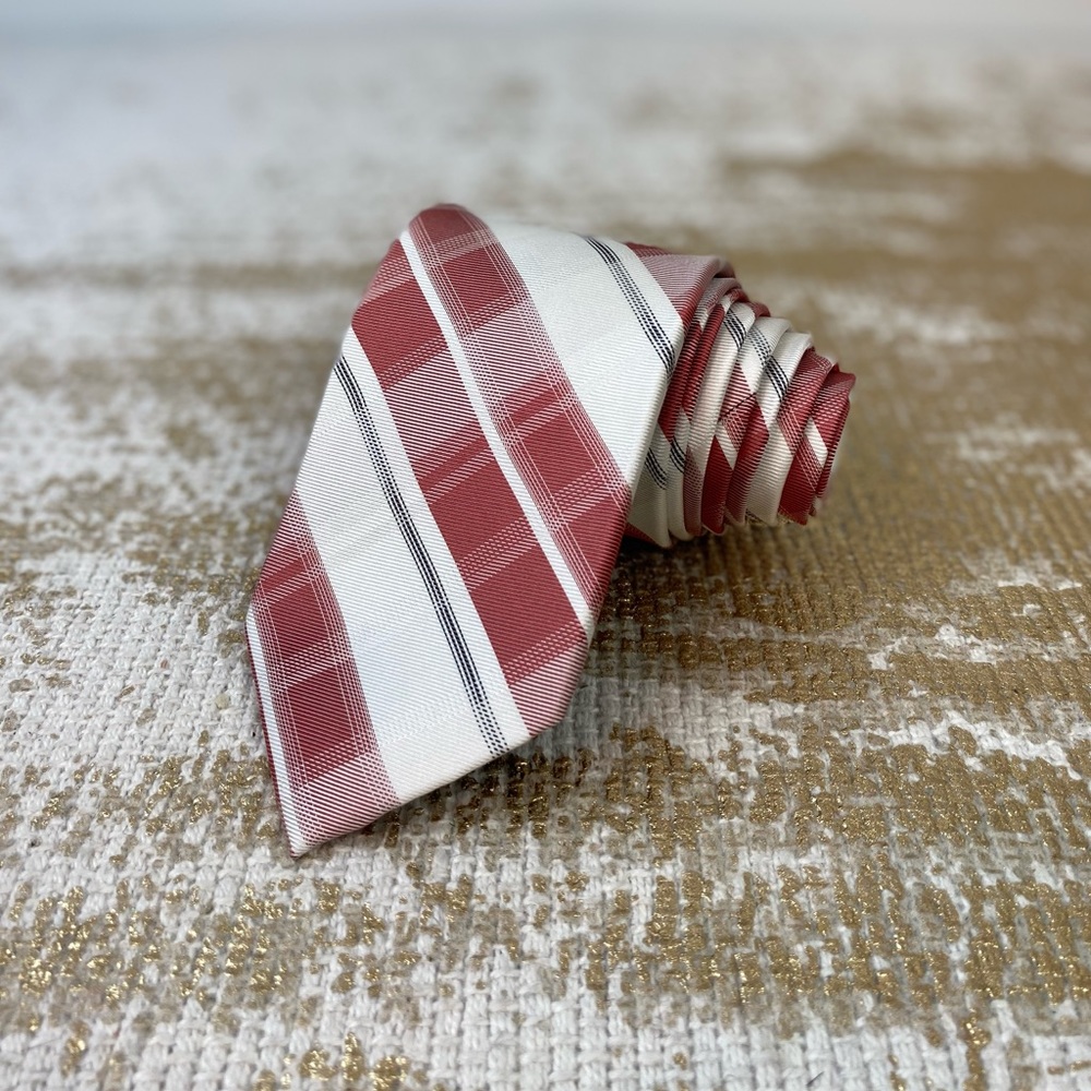 CALVIN KLEIN Men’s Pink, White & Black Silk Necktie | Office Business Career